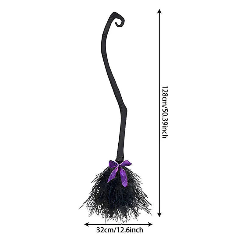 Halloween Witch Broom Decoration Prop for Costume Parties and Cosplay