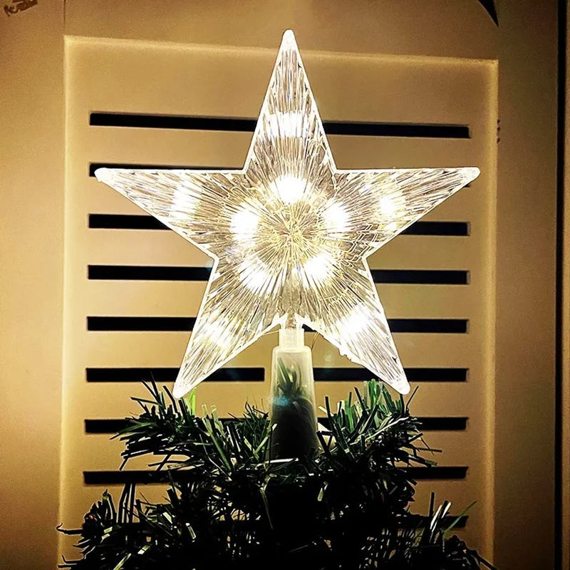 15cm LED Christmas Tree Top Star Light - Glowing Xmas Tree Decoration