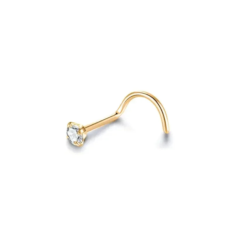 10pcs Titanium Nose Piercing Studs with CZ Crystals - Body Jewelry Set