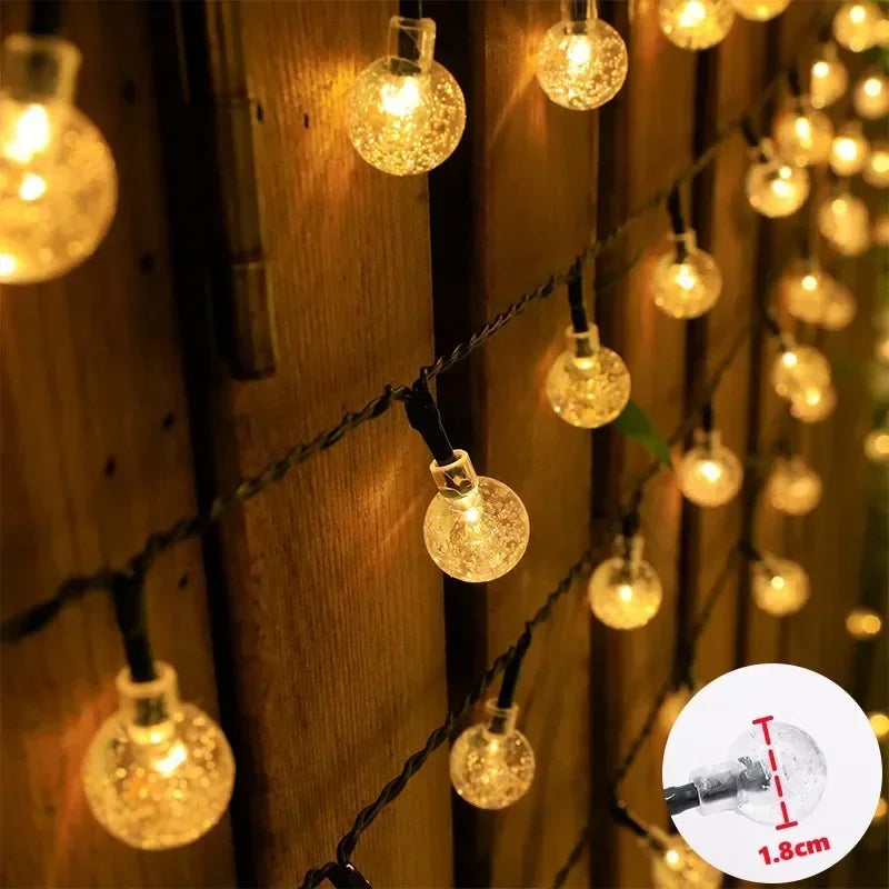 Outdoor Solar String Lights 100 LED Crystal Globe Waterproof Fairy Light
