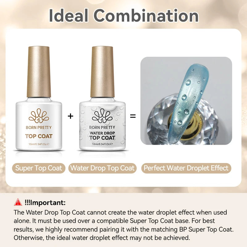 Water Drop Top Coat Gel Nail Polish Set - Semi-Permanent UV/LED Manicure