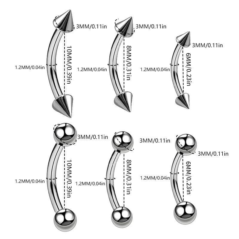 3PCS Body Jewelry Set Curved Barbell Lip Eyebrow Nipple Piercing Kit Men Women