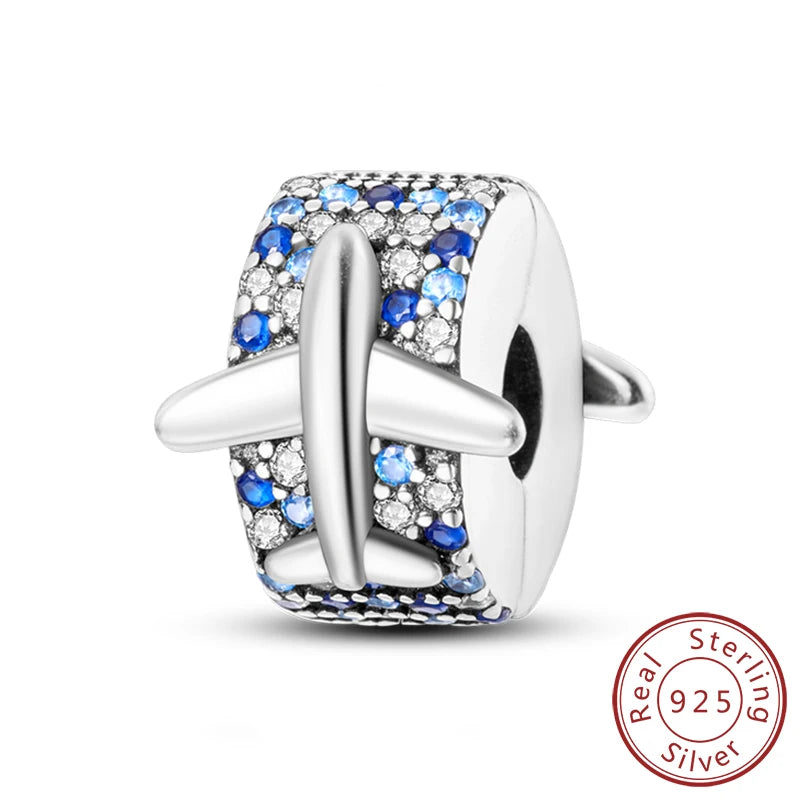 Travel Charm Bead - Airplane Luggage Passport Jewelry Gift - Multiple Colors