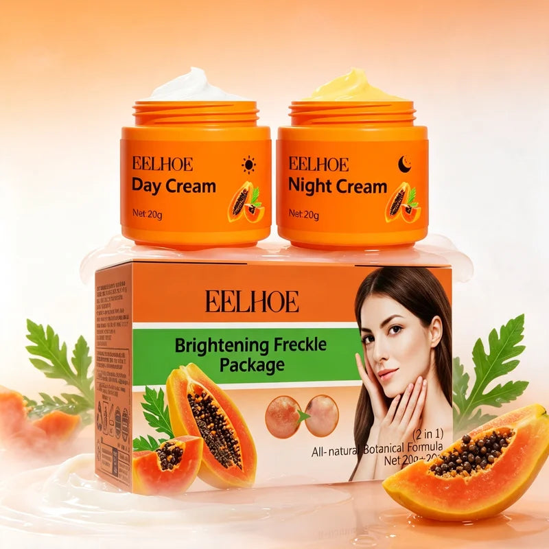 Whitening Freckle Cream Set with Papaya Extract for Dark Spot & Skin Brightening 40g
