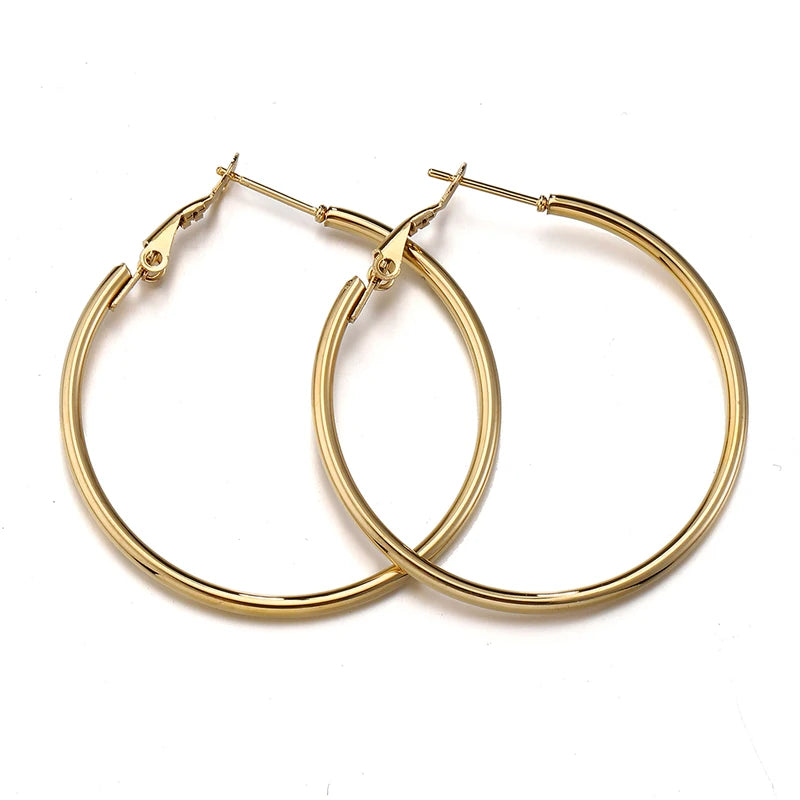 Stainless Steel Hoop Earrings Set - Large Round Earrings for Women Jewelry Making DIY