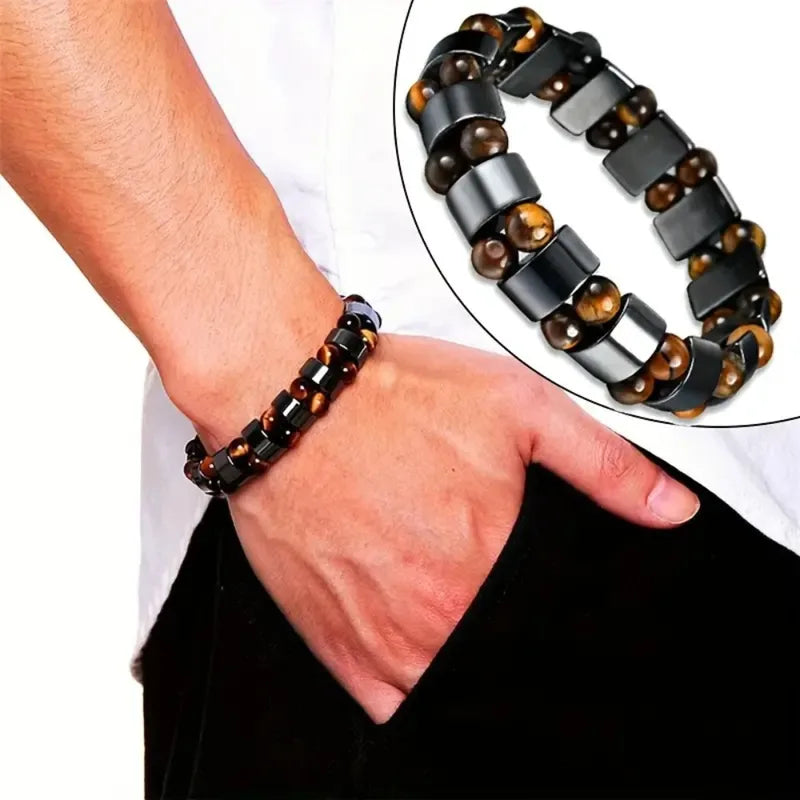 Magnetic Hematite Beaded Bracelets for Men & Women - Spiritual Wealth Lucky Jewelry