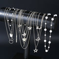11Pcs Heart Butterfly Moon Pendant Necklace Jewelry Set for Women, Silver & Gold Colors