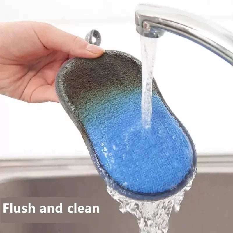 Double Sided Kitchen Dishwashing Sponge Reusable Scrubber Household Cleaning Tool
