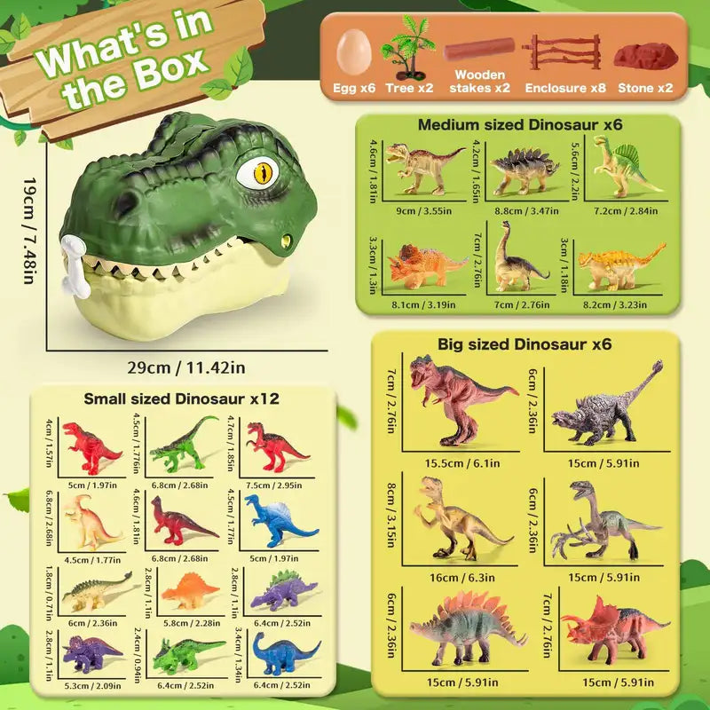 46-Piece Dinosaur Toy Set with Storage Box - Educational Prehistoric Figurines for Kids