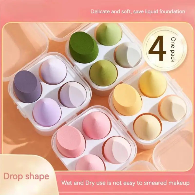 4PCS Makeup Sponge Set - Seamless, Hygienic, Smudging-Resistant Egg Beauty Blenders