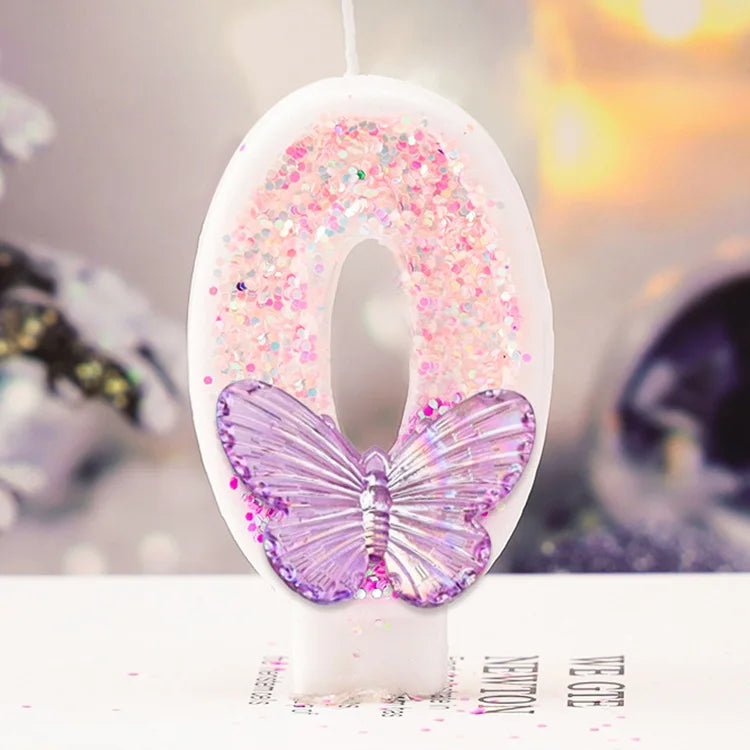 Gradual Change Purple Butterfly Digital Candle Creative Princess Birthday Decor