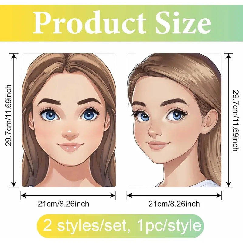 Reusable Face Painting Practice Board Set with Human & Rectangle Patterns