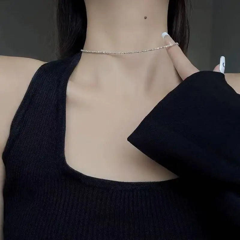 925 Sterling Silver Necklace for Women Simple Charm Choker Birthday Gift Jewelry
