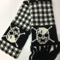 Gothic Halloween Skull Scarf for Women Men - Dark Knit Wrap with Tassels and Fringes