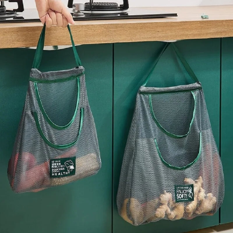 Reusable Mesh Storage Bags for Fruits Vegetables Kitchen Organizer