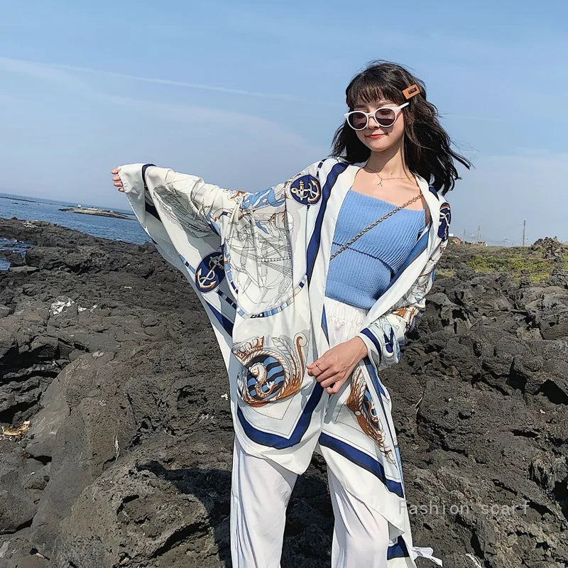 Summer Beach Scarf - Oversized Silk Wrap for Travel & Beach