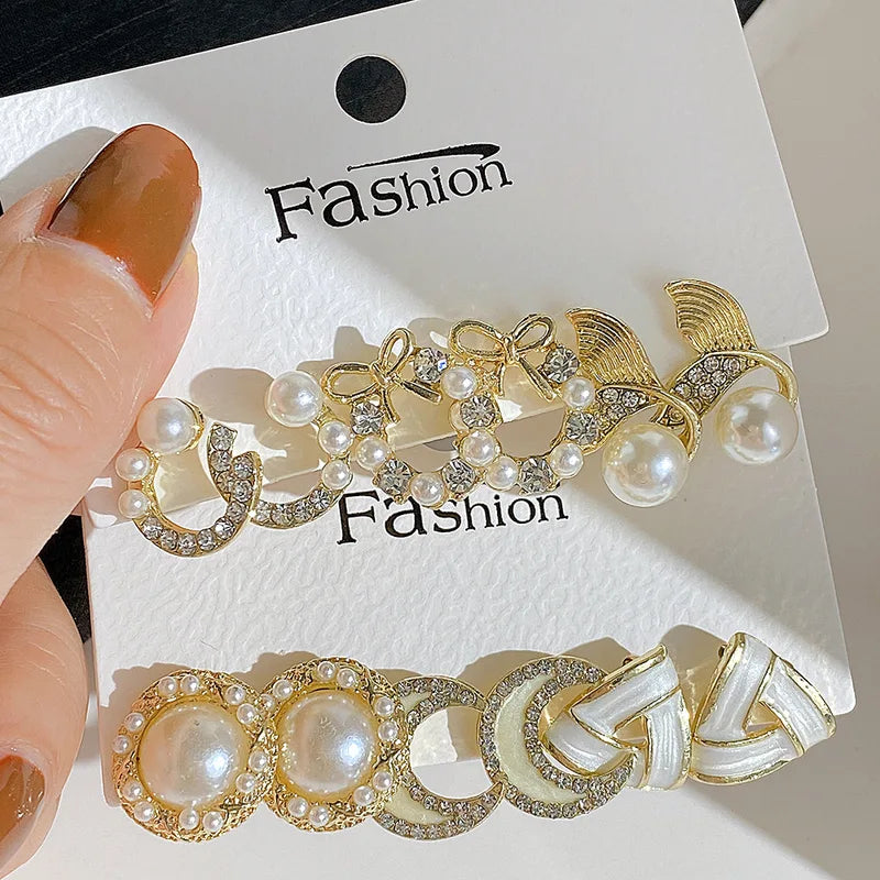 Fishtail Pearl Moon Earrings for Women - Gold & Rhodium Plated Fashion Jewelry Set