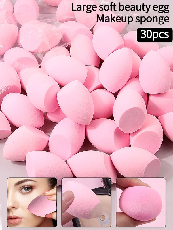 30pcs Makeup Sponge Blending Egg Set - Multicolor, Latex-Free, Suitable for Liquid, Cream & Powder
