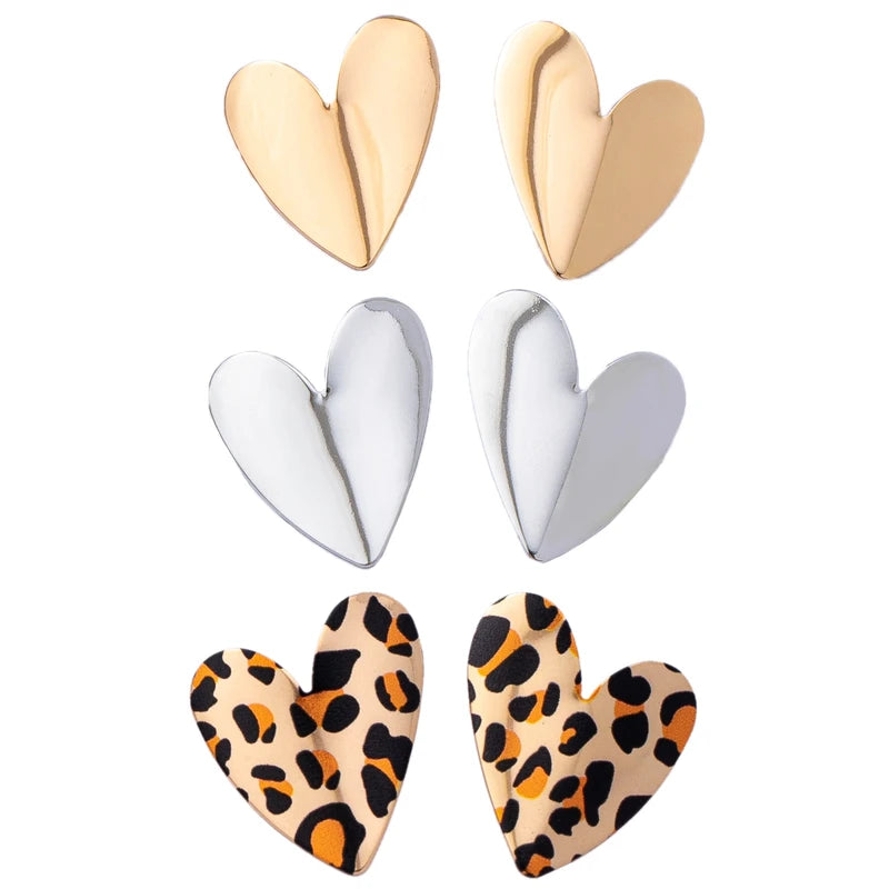 Women's Heart-Shaped Earrings - Irregular Smooth Design, Suitable for Daily and Vacation Wear