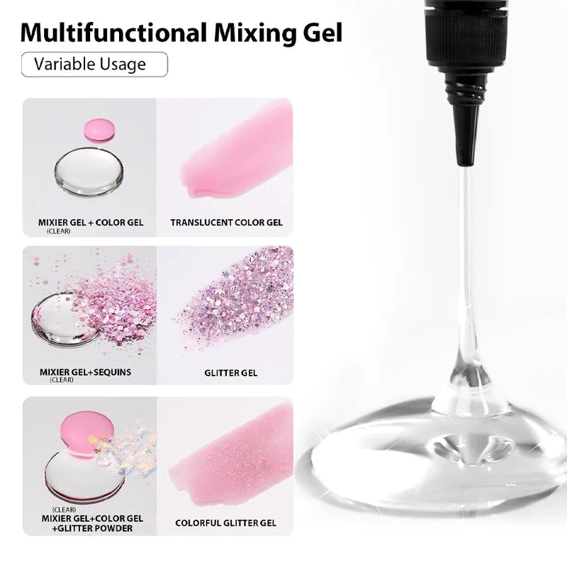 20ml Nail Art Mixing Gel - Clear Nail Polish for Glitter Blending & DIY Manicure