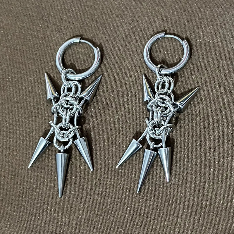 Goth Cross Rivet Earrings for Women Stainless Steel Punk Jewelry