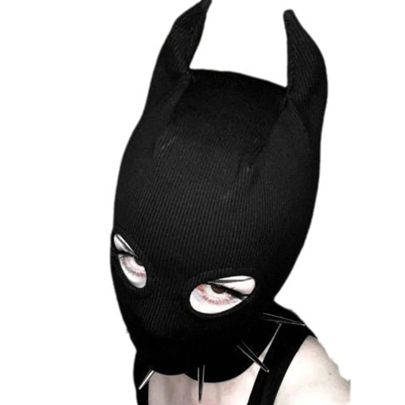 Funny Cartoon Mask for Halloween Cosplay Black Felt Masked Hat - One Size