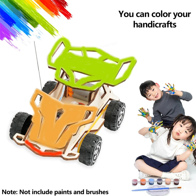 DIY Wooden Remote Control Car Kit - Four-Wheel Drive Racing STEM Toy for Teens