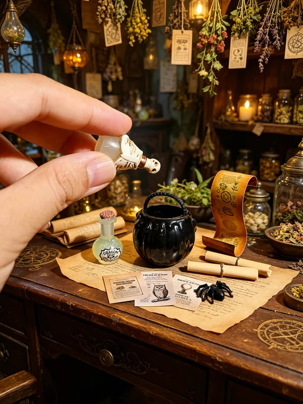 Miniature Realistic Skull Scene Set for Dollhouses & Dioramas — Home Decor & Photography Props