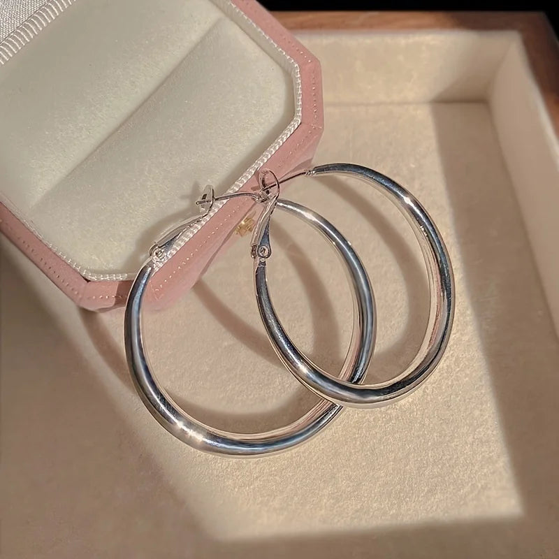 Big Circle Hoop Earrings for Women - Exaggerated C-Shaped Metal Jewelry