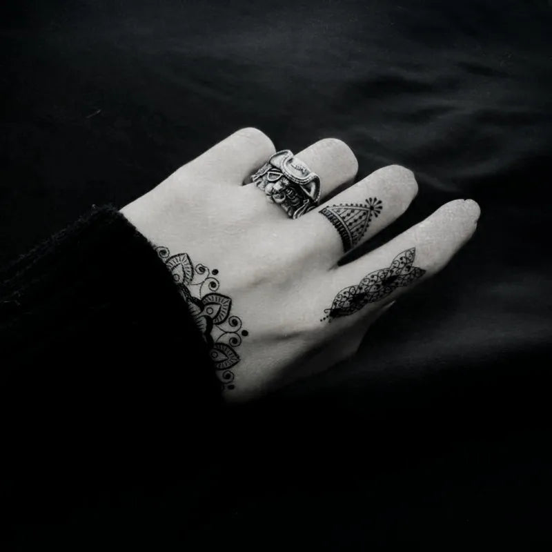 Unisex Retro Pirate Cat Ring - Silver Punk Gothic Adjustable Jewelry