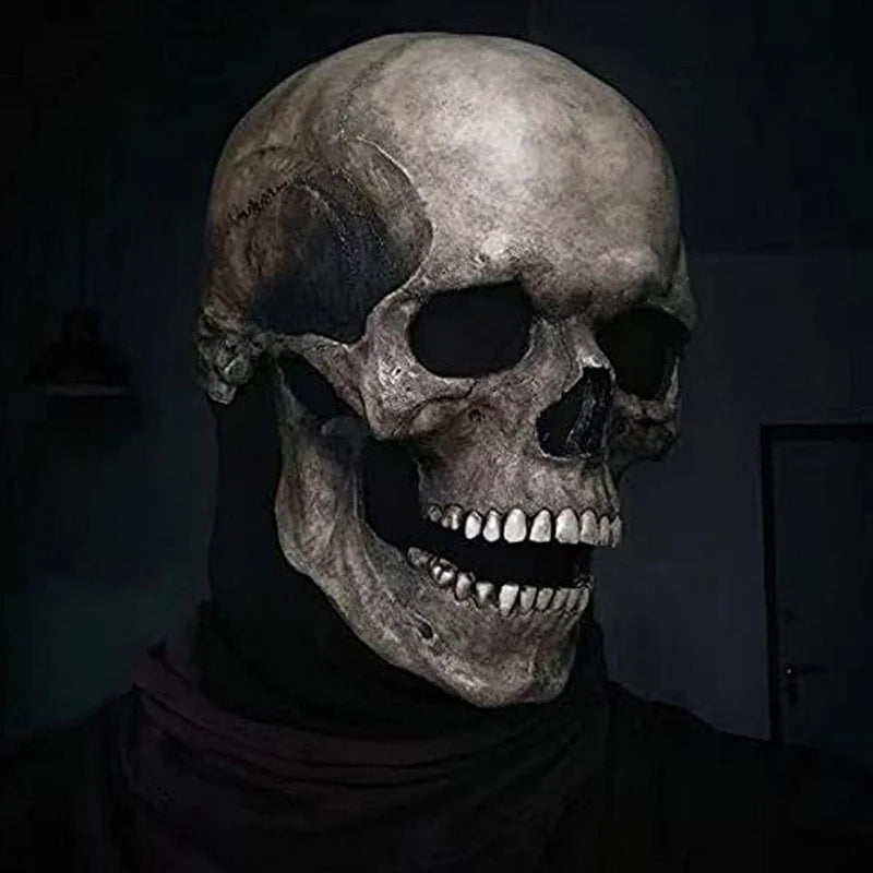 Full Head Skull Mask Helmet with Movable Jaw for Halloween Cosplay & Parties