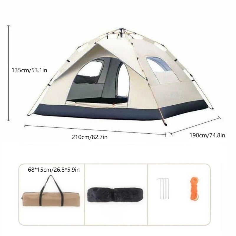 Outdoor Camping Tent with Two Doors and Windows Sunshade Shelter