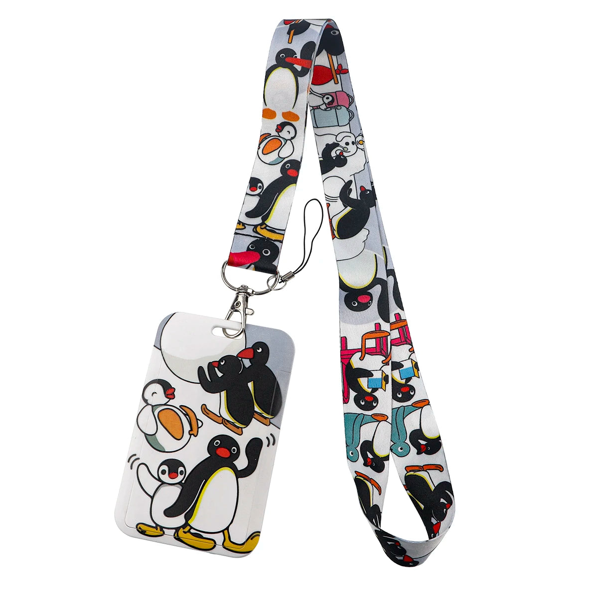 Penguin ID Badge Holder Lanyard Key Ring Card Cover Travel Accessory