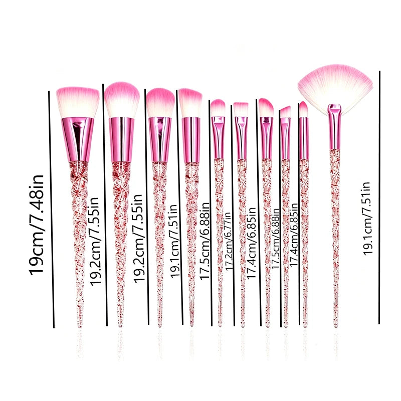 10-Piece Makeup Brush Set for Face & Eye Cosmetics - Durable & Versatile