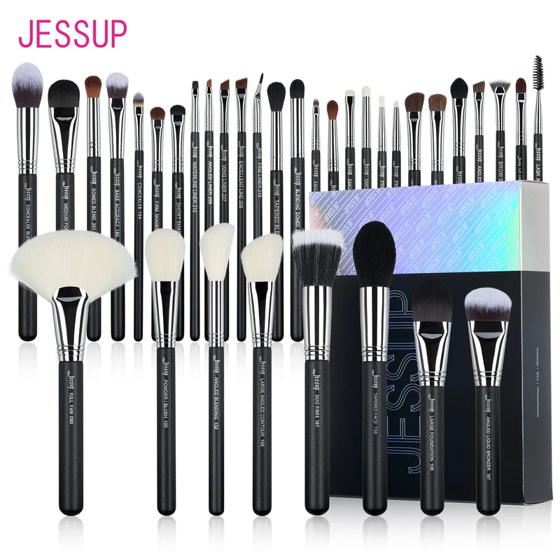 Professional 35-Piece Makeup Brush Set with Synthetic Labelling for Face & Eyes
