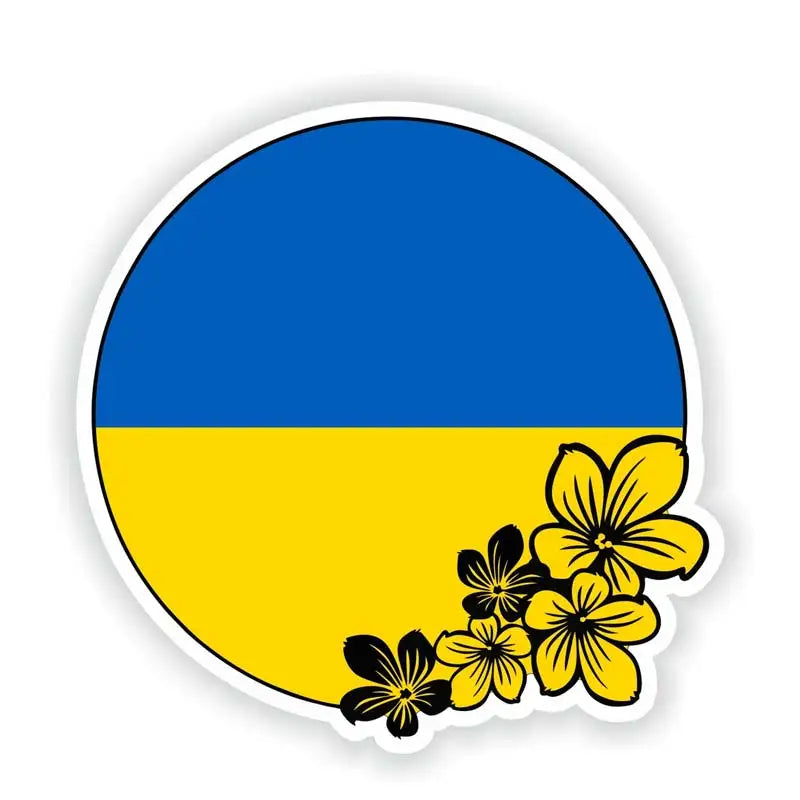 Ukraine Flag Round Wall Sticker - Waterproof Removable Decal for Laptop, Fridge, Guitar, Motorcycle Helmet & More
