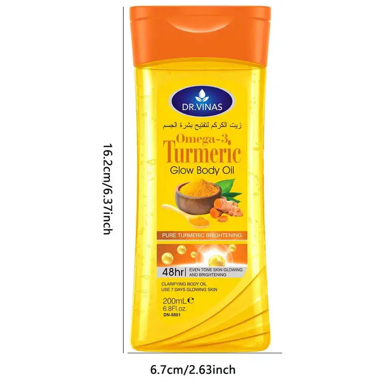 Turmeric Omega-3 Body Oil for Skin Care - 200ml Glow Oil
