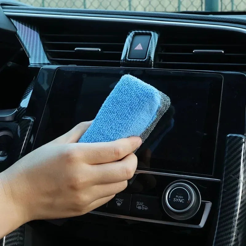 Car Microfiber Applicator Sponges for Waxing Polishing Cleaning - Reusable Soft Fabric Block Set