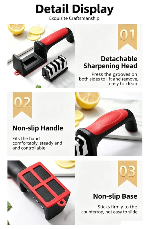 Multi-Functional Kitchen Knife with Sharpener and Sharpening Stone - 3/4 Segment