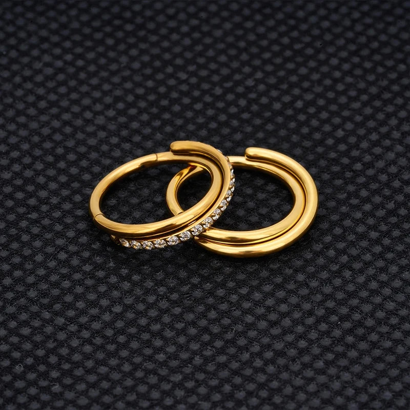 Titanium CZ Conch Nose Ring Hoop Cartilage Helix Daith Tragus Piercing Jewelry