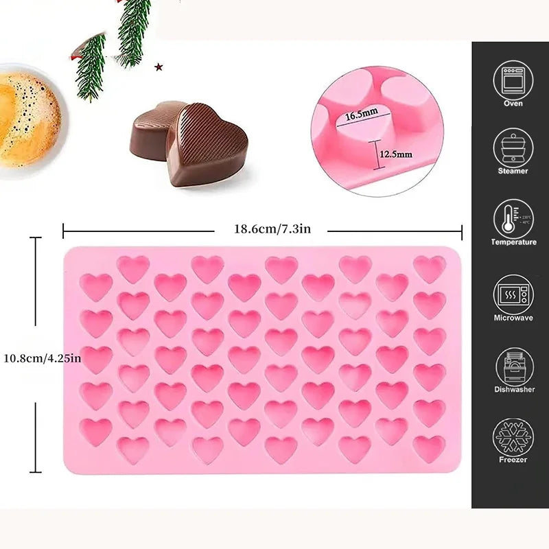 Heart Silicone Baking Mold Food Grade Non-Stick Reusable Candy Jelly Chocolate