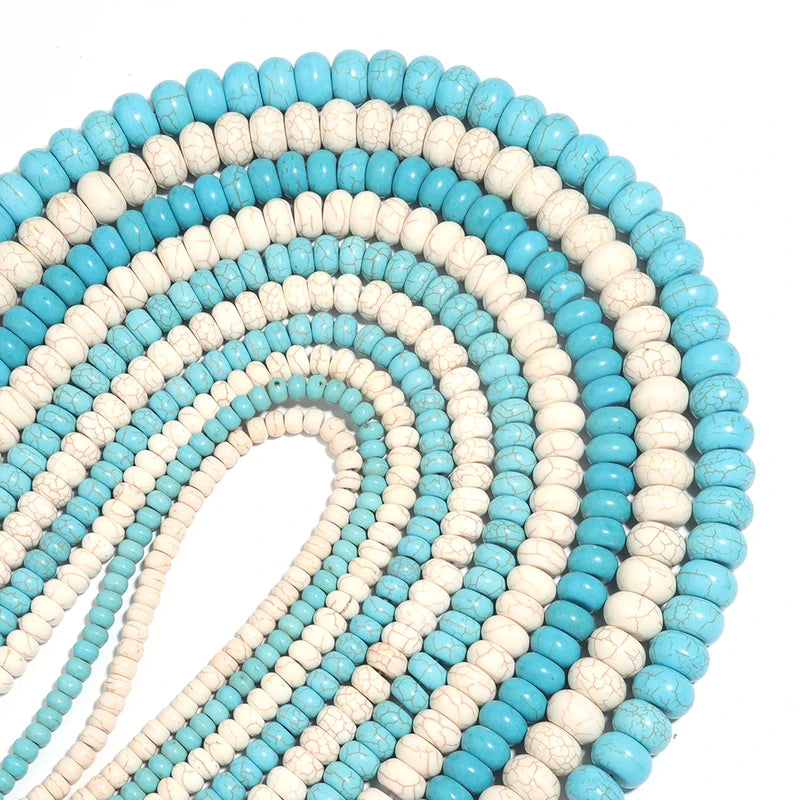 Natural Turquoise Abacus Beads for Jewelry Making - Flat Round Stones, 6-14mm