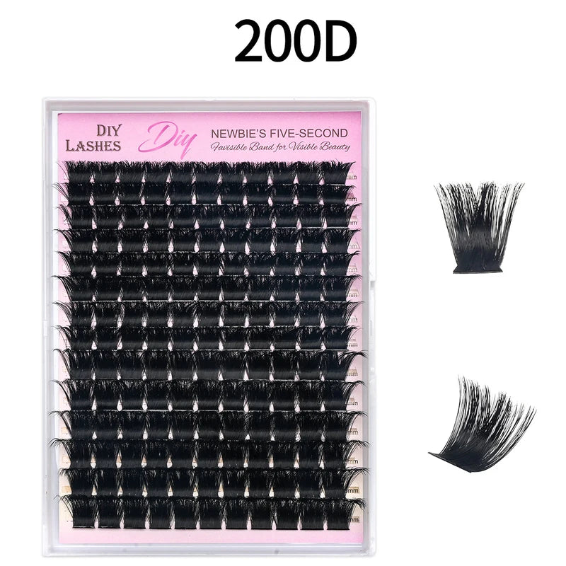 14 Rows Individual Mink Eyelash Clusters for Natural Volume & Extension Makeup