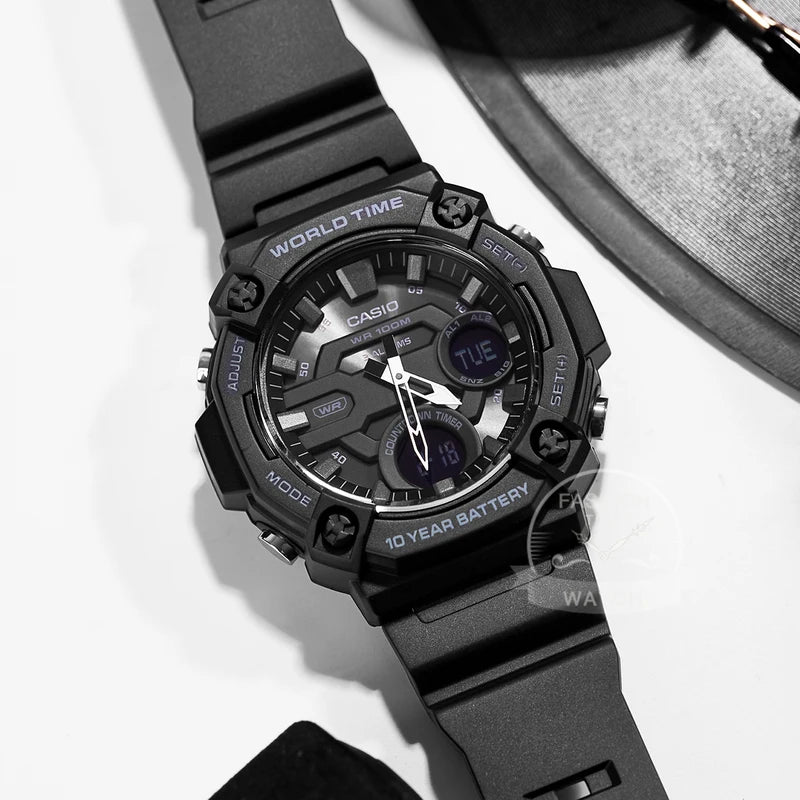 Men's Dual Display Multi-Function Digital Watch AEQ-120W Series