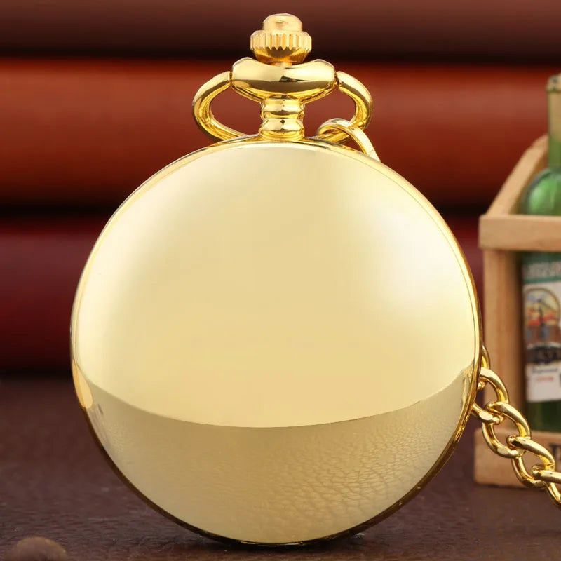 Vintage Pocket Watch Quartz Chain Watch with Alloy Case & Glossy Finish