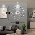 Luxury Metal Diamond Wall Clock 50x50cm Wrought Iron Quartz Decor for Living Room & Office