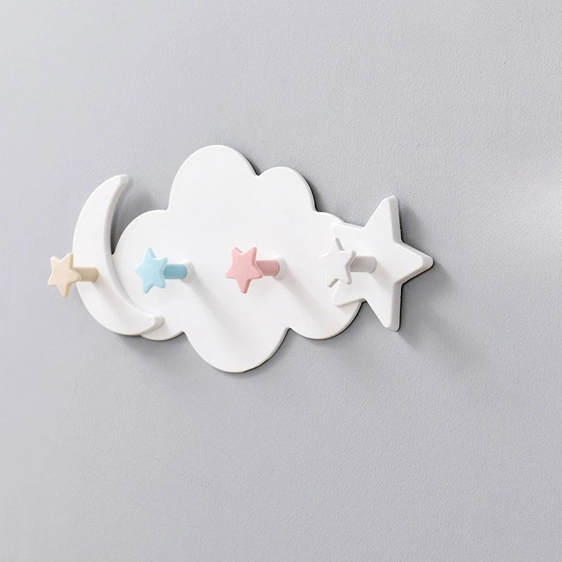 Self-Adhesive Cloud Wall Hook - Traceless Plastic Storage Rack for Living Room Bathroom Kitchen Key Bag Organizer
