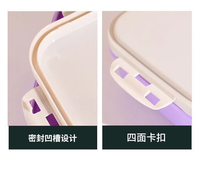 Kids Lunch Box Bento Container with Dinnerware - Cute & Portable Food Storage