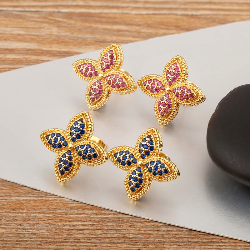 Elegant Flower-Shaped Crystal Zircon Stud Earrings for Women – Fine Jewelry Gift