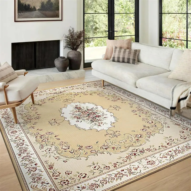 Vintage Persian Floral Rug Non-Slip Washable Living Room Bedroom Carpet